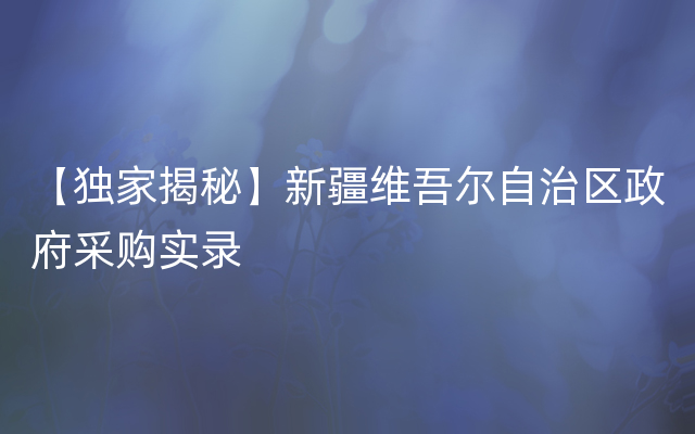 【独家揭秘】新疆维吾尔自治区政府采购实录