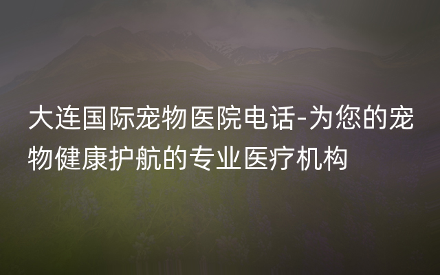 大连国际宠物医院电话-为您的宠物健康护航的专业医疗机构