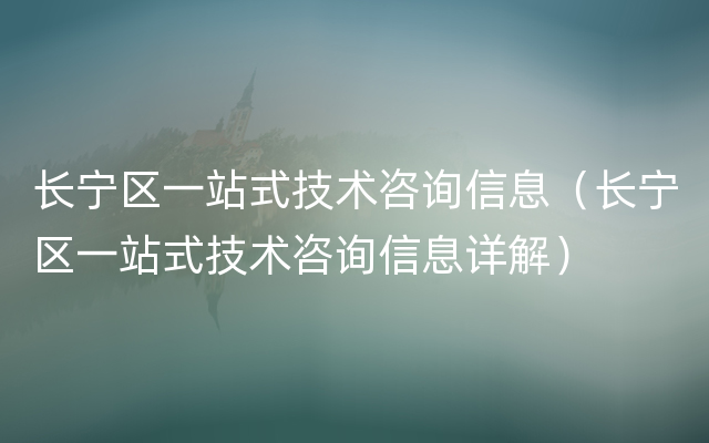 长宁区一站式技术咨询信息（长宁区一站式技术咨询信息详解）