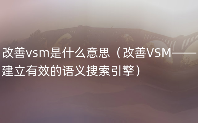 改善vsm是什么意思（改善VSM——建立有效的语义搜索引擎）