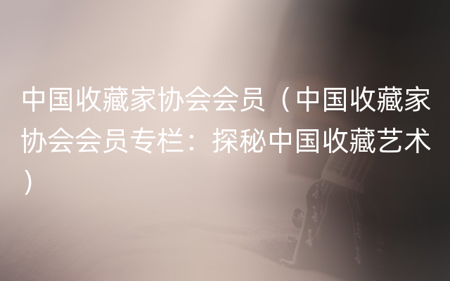 中国收藏家协会会员（中国收藏家协会会员专栏：探秘中国收藏艺术）