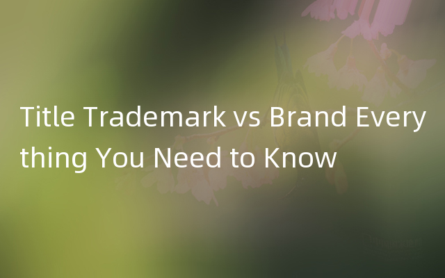 Title Trademark vs Brand Everything You Need to Know