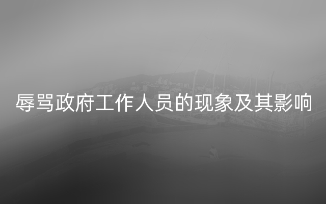 辱骂政府工作人员的现象及其影响