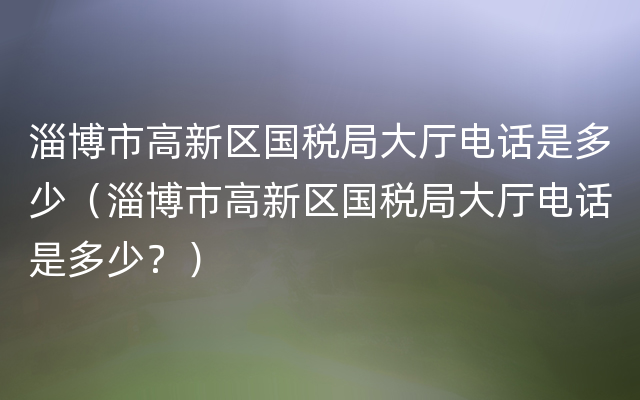 淄博市高新区国税局大厅电话是多少（淄博市高新区国税局大厅电话是多少？）