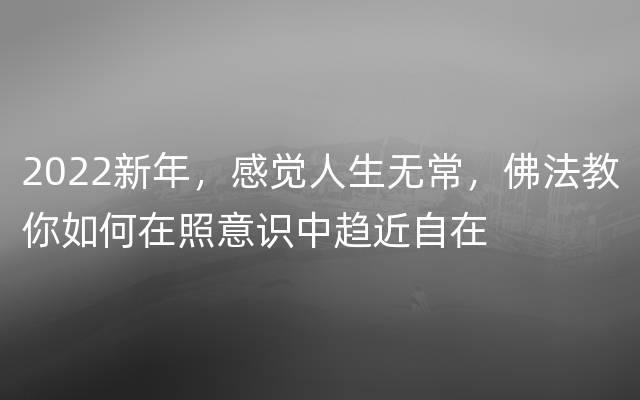 2022新年，感觉人生无常，佛法教你如何在照意识中趋近自在