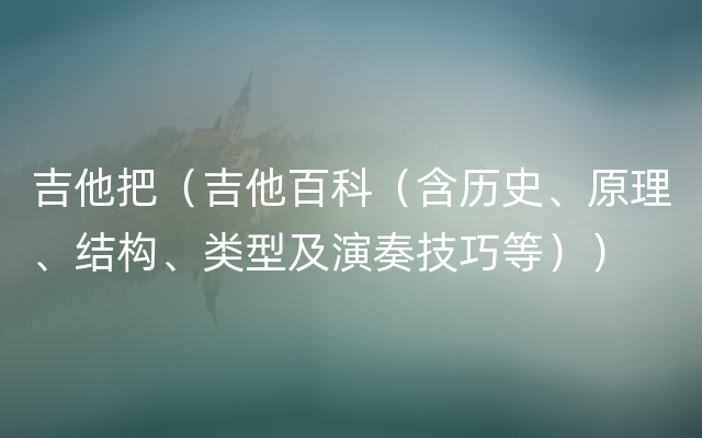 吉他把（吉他百科（含历史、原理、结构、类型及演奏技巧等））