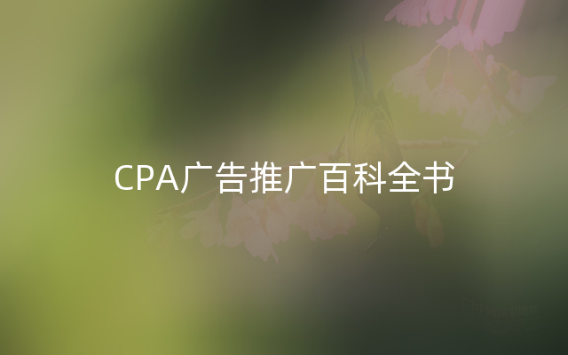 CPA广告推广百科全书