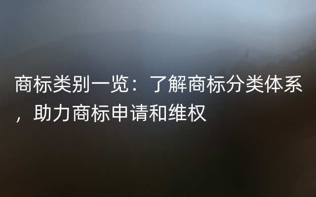 商标类别一览：了解商标分类体系，助力商标申请和维权