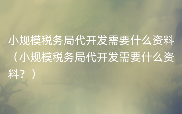 小规模税务局代开发需要什么资料（小规模税务局代开发需要什么资料？）