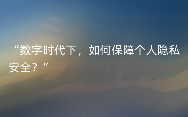 “数字时代下，如何保障个人隐私安全？”