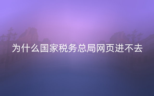 为什么国家税务总局网页进不去