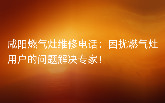 咸阳燃气灶维修电话：困扰燃气灶用户的问题解决专家！