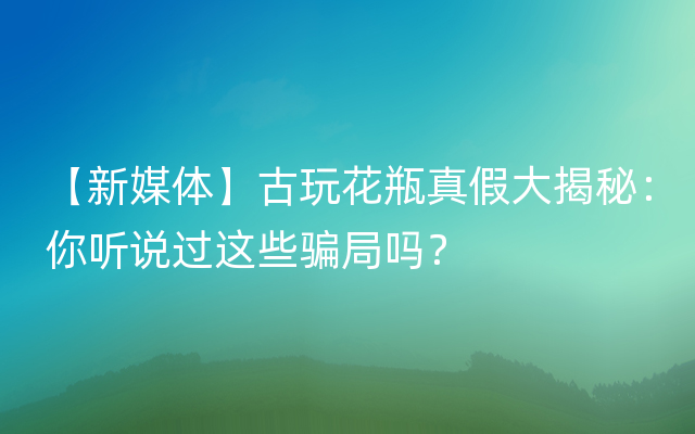 【新媒体】古玩花瓶真假大揭秘：你听说过这些骗局