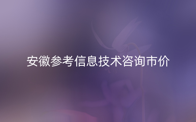 安徽参考信息技术咨询市价