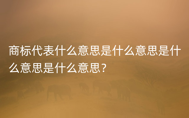 商标代表什么意思是什么意思是什么意思是什么意思？