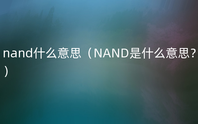 nand什么意思（NAND是什么意思？）