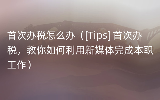 首次办税怎么办（[Tips] 首次办税，教你如何利用新媒体完成本职工作）