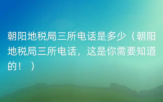 朝阳地税局三所电话是多少（朝阳地税局三所电话，这是你需要知道的！ ）