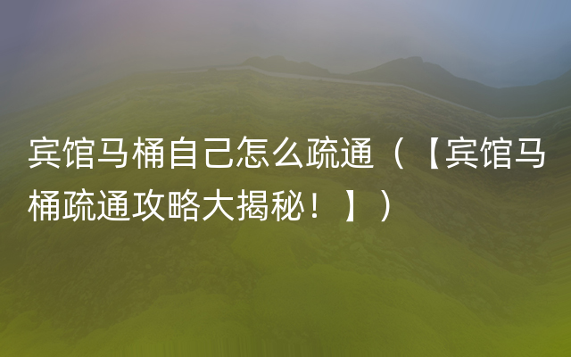 宾馆马桶自己怎么疏通（【宾馆马桶疏通攻略大揭秘！】）