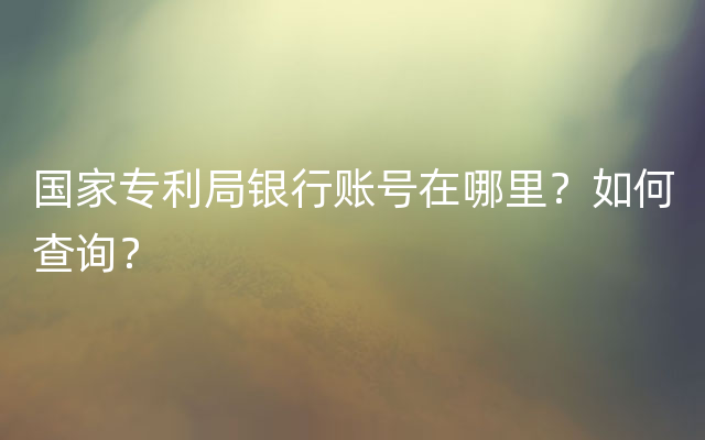 国家专利局银行账号在哪里？如何查询？