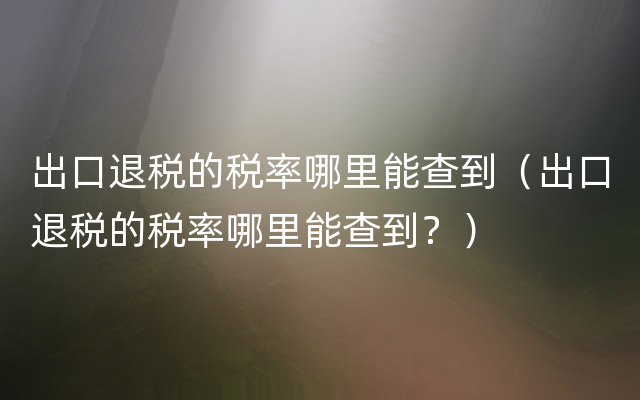 出口退税的税率哪里能查到（出口退税的税率哪里能查到？）