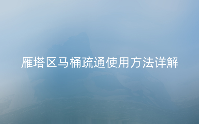 雁塔区马桶疏通使用方法详解