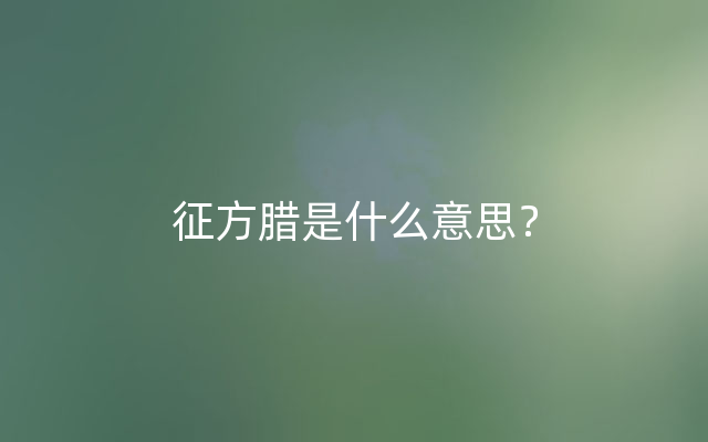 征方腊是什么意思？