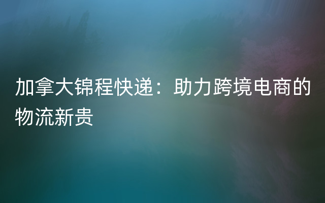 加拿大锦程快递：助力跨境电商的物流新贵