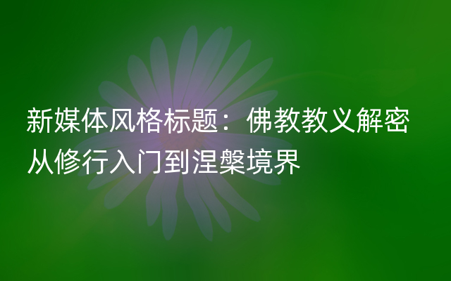 新媒体风格标题：佛教教义解密  从修行入门到涅槃境界