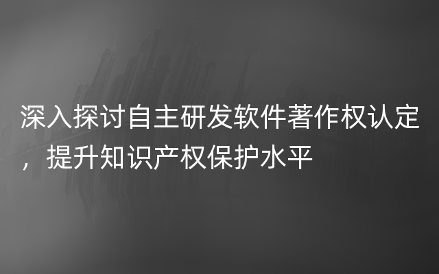 深入探讨自主研发软件著作权认定，提升知识产权保护水平