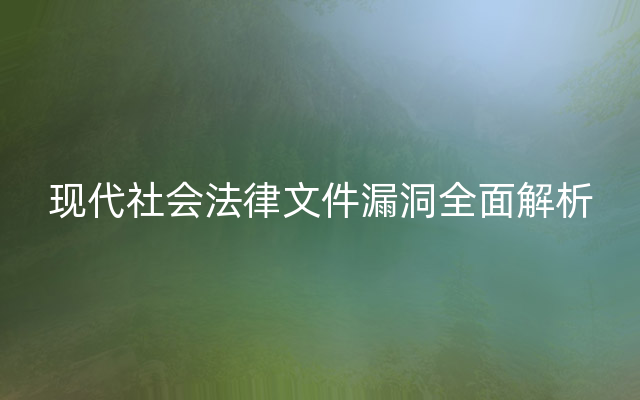 现代社会法律文件漏洞全面解析