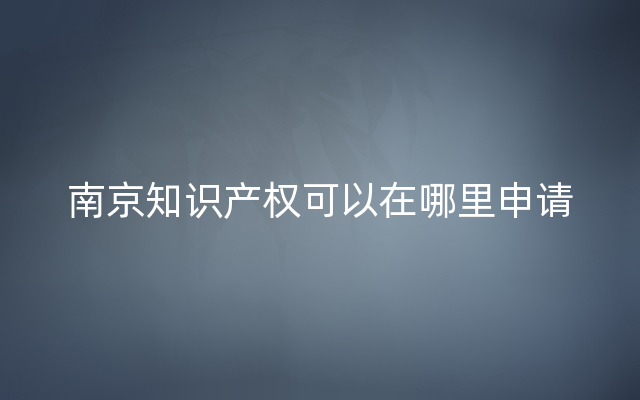 南京知识产权可以在哪里申请