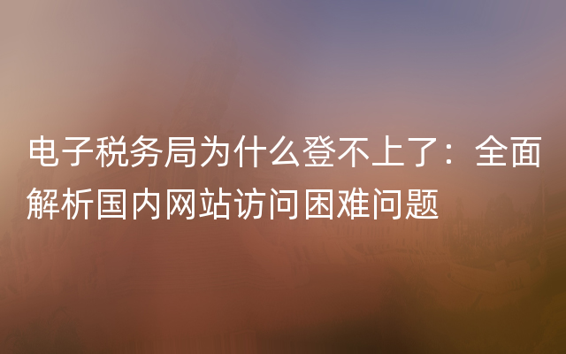 电子税务局为什么登不上了：全面解析国内网站访问困难问题