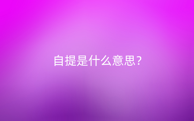 自提是什么意思？