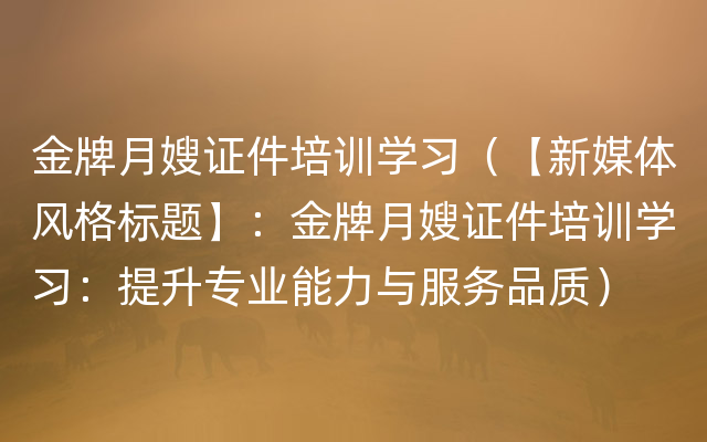 金牌月嫂证件培训学习（【新媒体风格标题】：金牌月嫂证件培训学习：提升专业能力与服