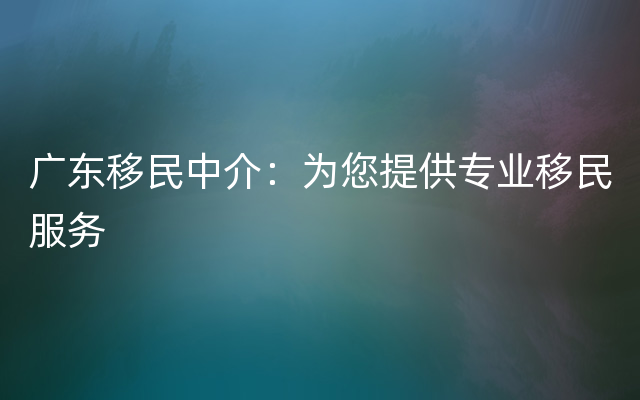 广东移民中介：为您提供专业移民服务