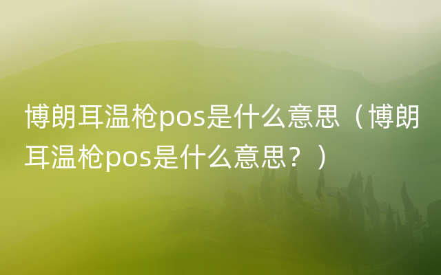 博朗耳温枪pos是什么意思（博朗耳温枪pos是什么意思？）