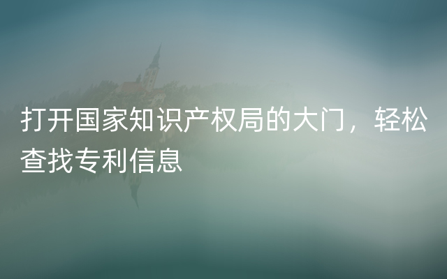 打开国家知识产权局的大门，轻松查找专利信息