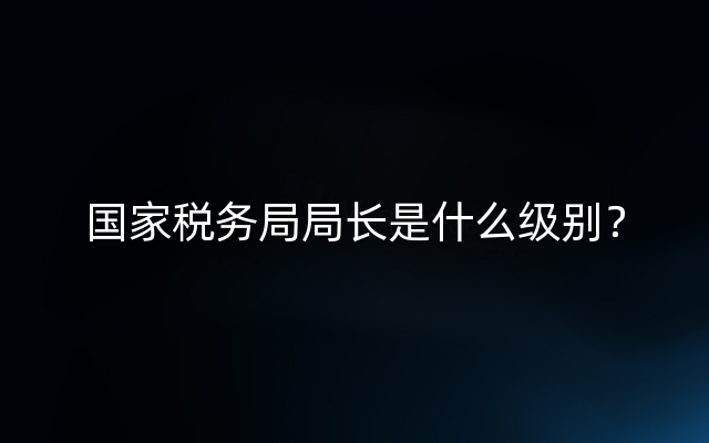 国家税务局局长是什么级别？