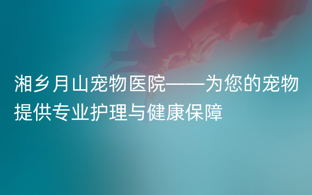 湘乡月山宠物医院——为您的宠物提供专业护理与健康保障