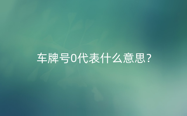 车牌号0代表什么意思？