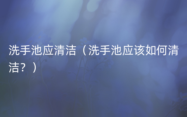 洗手池应清洁（洗手池应该如何清洁？）