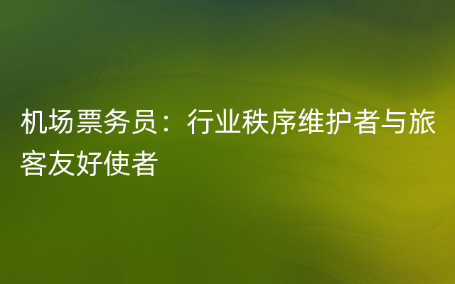 机场票务员：行业秩序维护者与旅客友好使者