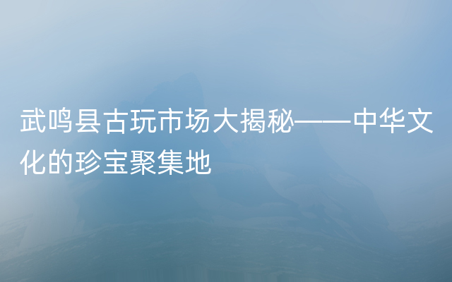 武鸣县古玩市场大揭秘——中华文化的珍宝聚集地