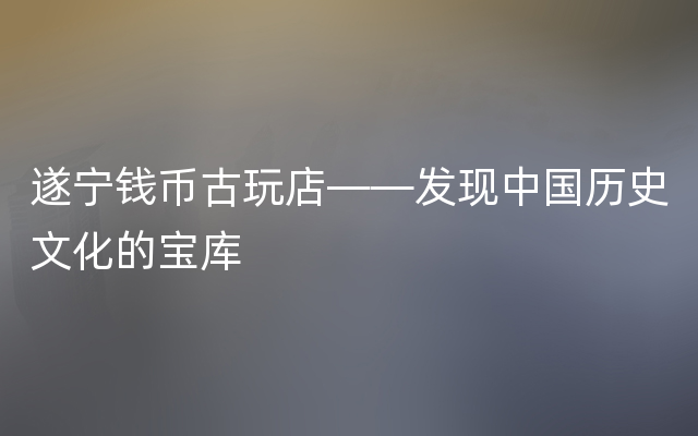 遂宁钱币古玩店——发现中国历史文化的宝库