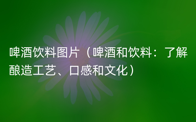啤酒饮料图片（啤酒和饮料：了解酿造工艺、口感和