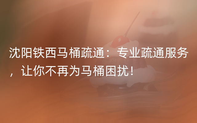 沈阳铁西马桶疏通：专业疏通服务，让你不再为马桶困扰！