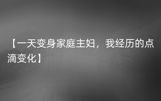 【一天变身家庭主妇，我经历的点滴变化】