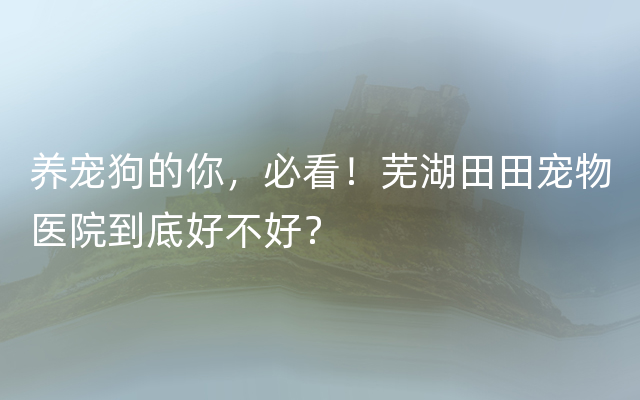 养宠狗的你，必看！芜湖田田宠物医院到底好不好？