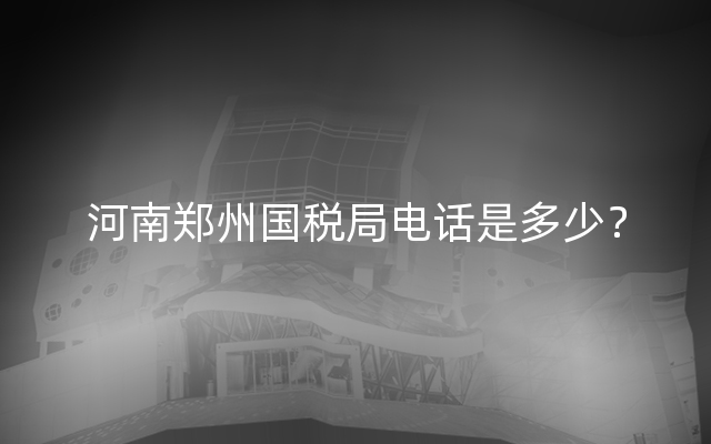 河南郑州国税局电话是多少？